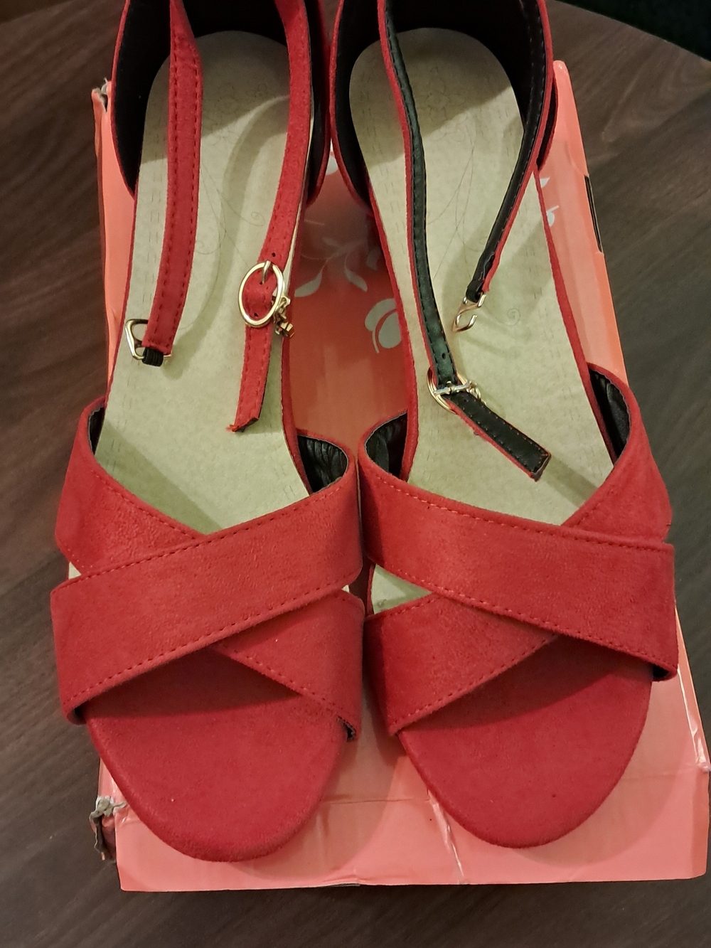 Women’s Red Cross-Strap Open-Toe Sandals